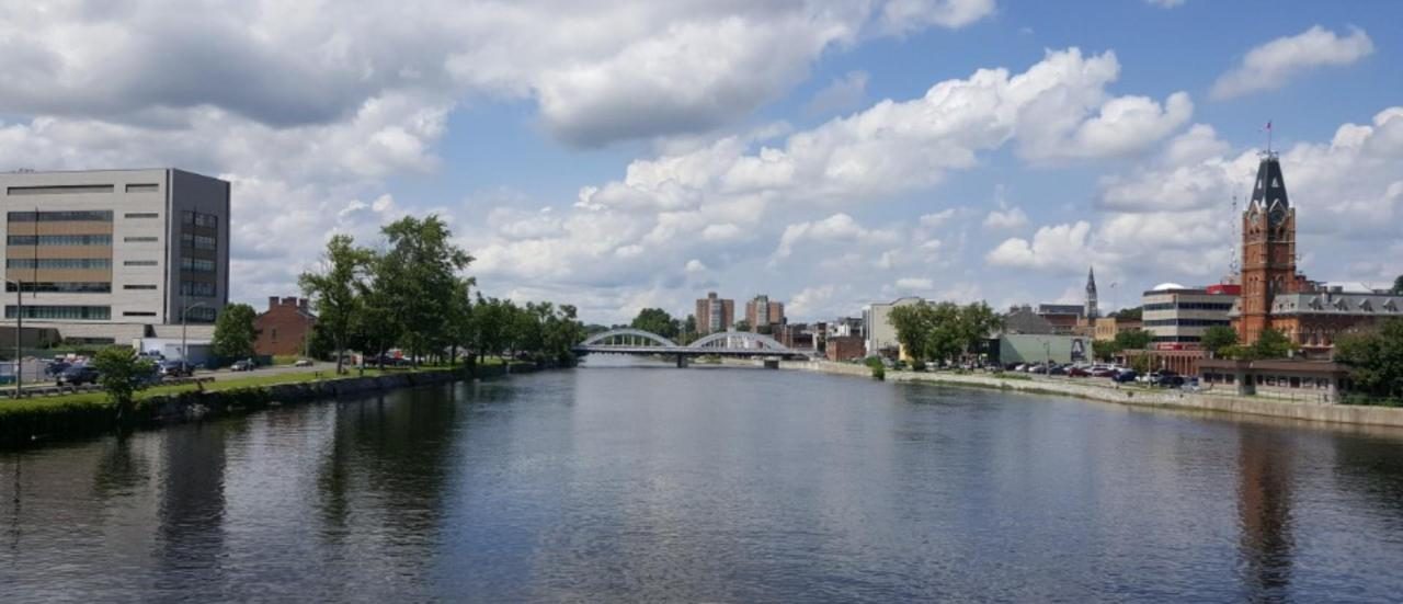 Belleville City Hall beside the Moira River in Belleville, Ontario