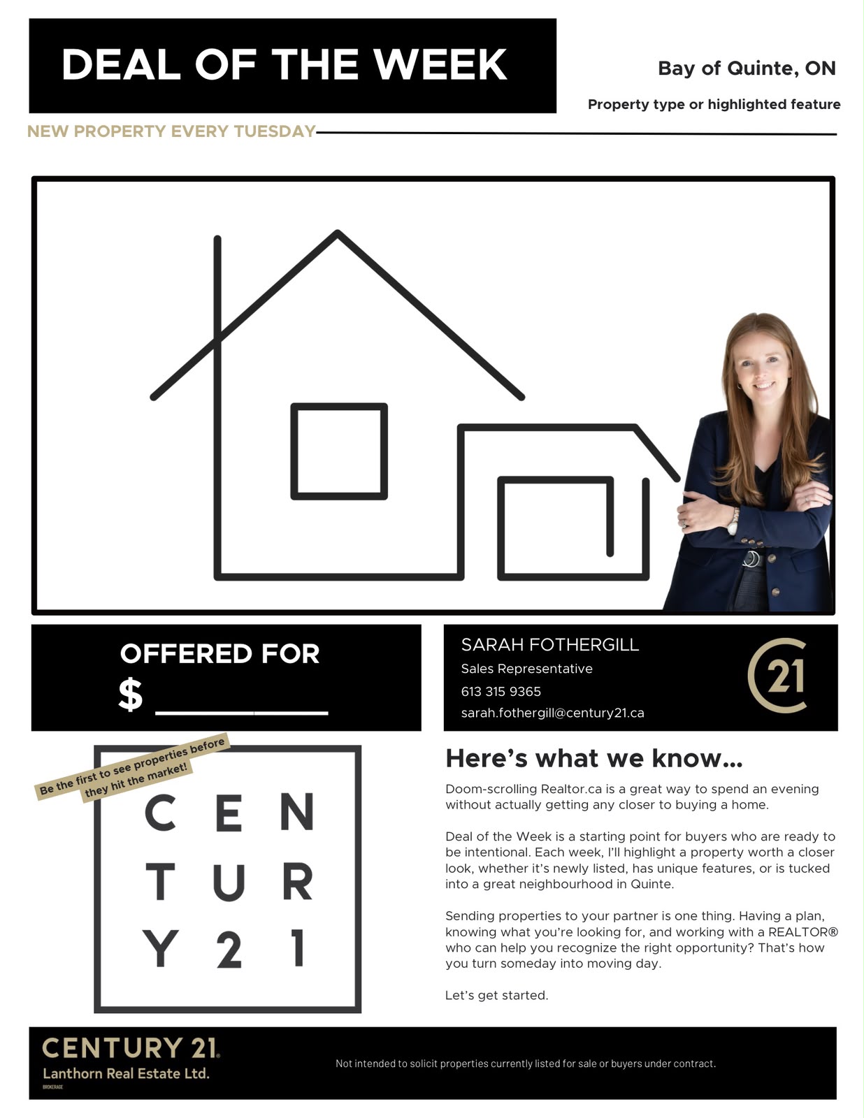 Deal of the Week by Sarah Fothergill, CENTURY 21 Lanthorn, a new Bay of Quinte property every Tuesday