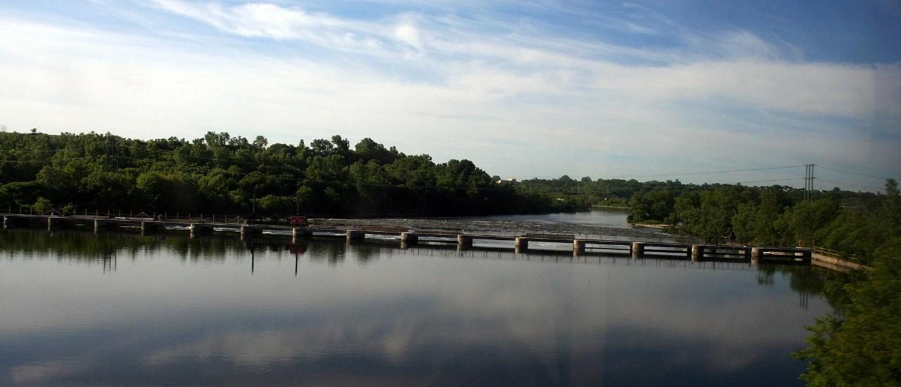 The Trent River flowing through Trenton, Quinte West, Ontario